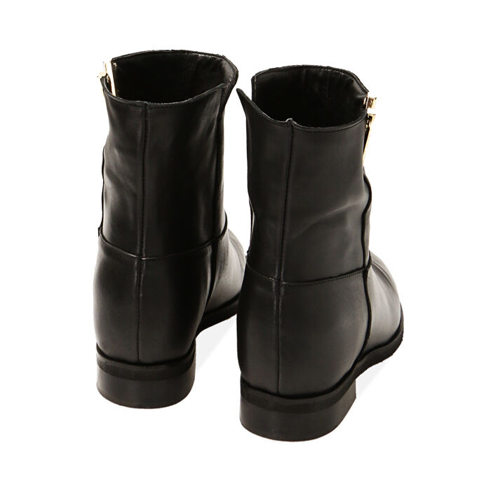 Ankle boots donna neri in pelle con zeppa Primadonna Collection