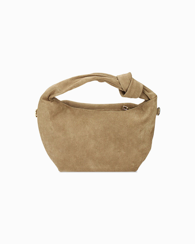 Borsa a mano donna taupe tonda in camoscio image number null