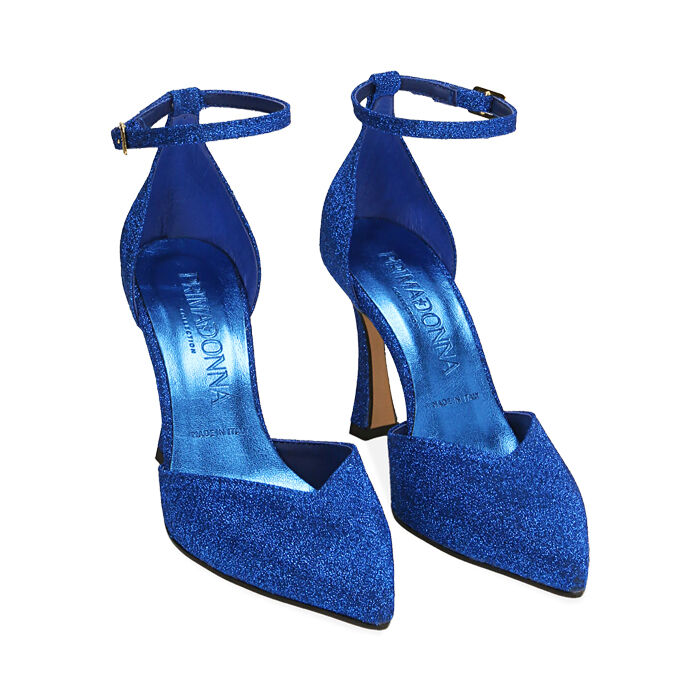Glitter Decollete Tacco Medio Blu Con Tacco Largo Sandali Blu