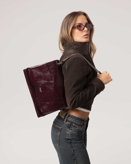 SACS SAC D EPAULE SYNTHETIQUE BRILLANT B, BURGUNDY