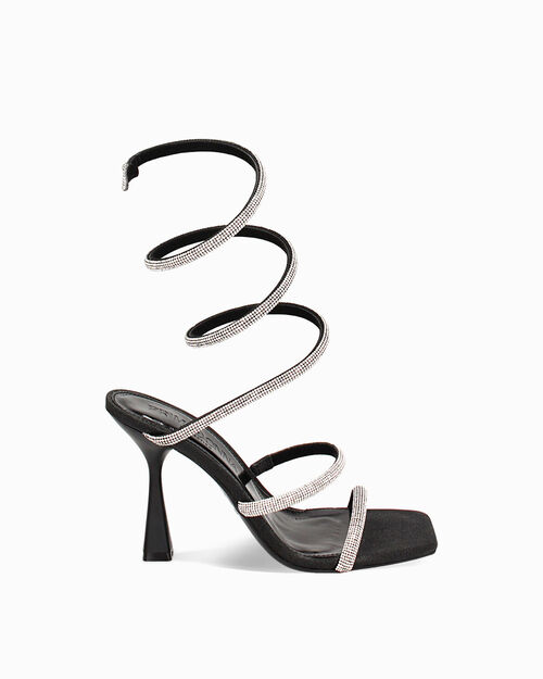 WOMEN SHOES SANDAL SYNTHETIC GLITTER STO, BLACK