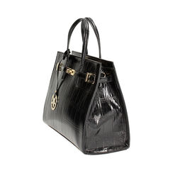 Sac à main en synthétique effet coco noir avec bandoulière amovible, Primadonna, 265731833CCNEROUNI, 003 preview