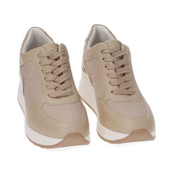 Sneakers beige, zeppa 6 cm, Primadonna, 212855014EPBEIG035, 002 preview