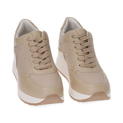 Sneakers beige, zeppa 6 cm, Primadonna, 212855014EPBEIG038, 002 preview