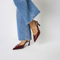 Décolleté slingback bordeaux con tacco di 7,5 cm, Primadonna, 262110603EUBORD035, 002a