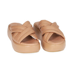 Sandalias nude de piel, cuña 5,5 cm, Primadonna, 194305147PENUDE036, 002 preview