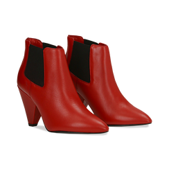 Chelsea Boots rossi in vera pelle, tacco a cono 9 cm, Primadonna, 12D613910VIROSS037, 002 preview