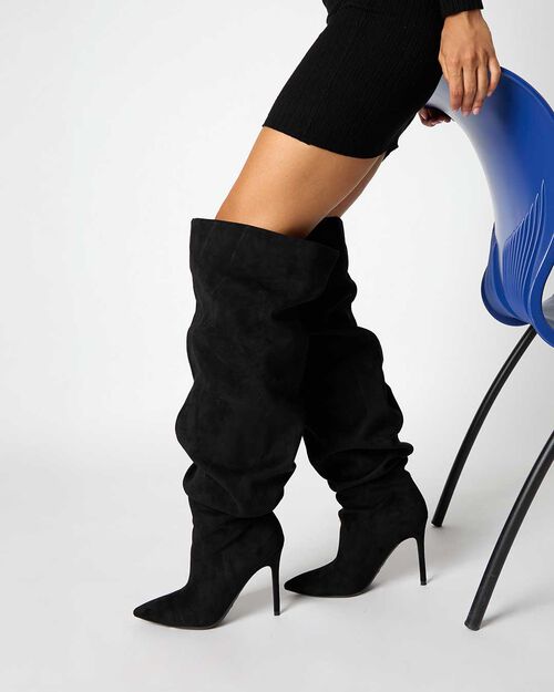 CHAUSSURES POUR FEMMES BOTTE AU CUISSES, BLACK
