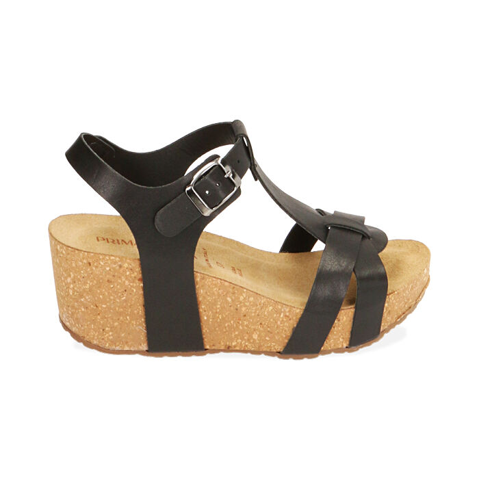Sandales noires, semelle fussbett 5,5 cm , SPECIAL PRICE, 19M912002EPNERO036
