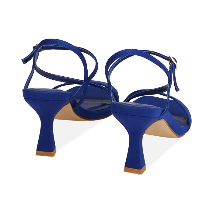 Sandales femme en lycra bleu, talon 7,5 cm | Primadonna Collection