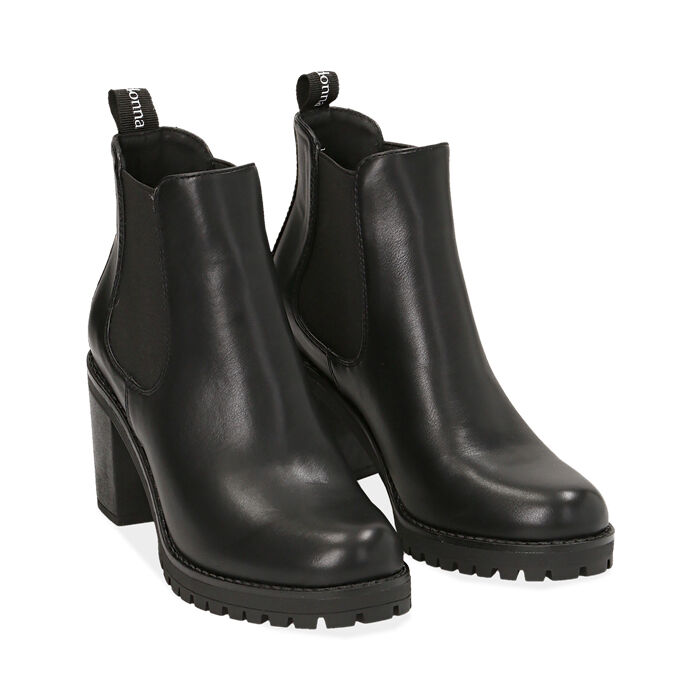 Botines Chelsea para mujer negro, tacón 8 cm | Primadonna Collection