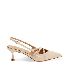 D&eacute;collet&eacute; slingback beige tacco 6 cm, Primadonna, 272118220VEBEIG035, 001a