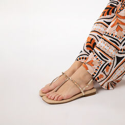 Sandales plates dor&eacute;es avec d&eacute;tails lumineux, Primadonna, 27M709769LMOROG035, 002 preview