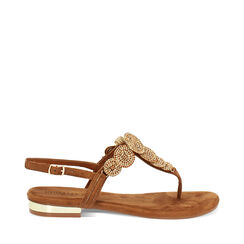 Sandalias planas mujer cognac de microfibra, Primadonna, 254909987MFCOGN035, 001a
