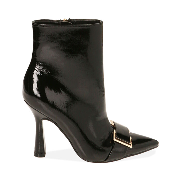 Botines naplack negros, tacón 10 cm, Primadonna, 202173905NPNERO035