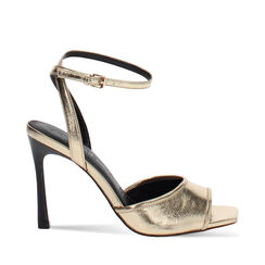 Sandali con tacco dorati da donna con altezza 9,5 cm, Primadonna, 26M707350LMOROG035, 001a