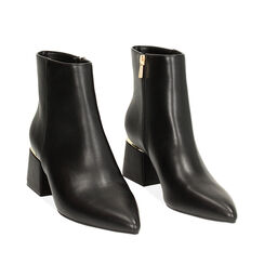 Tronchetto nero con girotacco oro, tacco largo 6 cm, Primadonna, 244969801EPNERO036, 002a