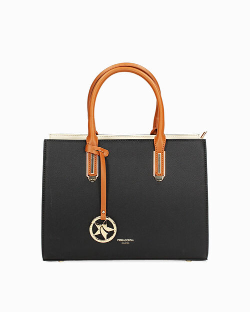 Bolso de mano negro con bandolera desmontable, BLACK