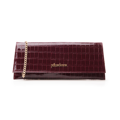 Pochette bordeaux in vernice effetto cocco,