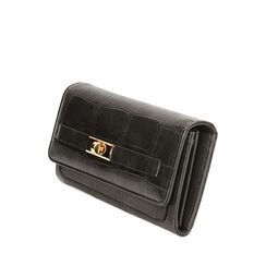 Portefeuille en synthétique effet coco noir avec détails chics, Primadonna, 265705011CCNEROUNI, 002a