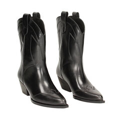 Bottines noires en cuir, 23N550038PENERO035, 002a