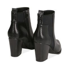 Camperos neri in eco-pelle, effetto snake, tacco 8 cm , Stivaletti, 140585962EVNERO041, 004 preview