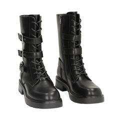 Anfibio nero con fibbie sul gambale, Primadonna, 240631701EPNERO035, 002a