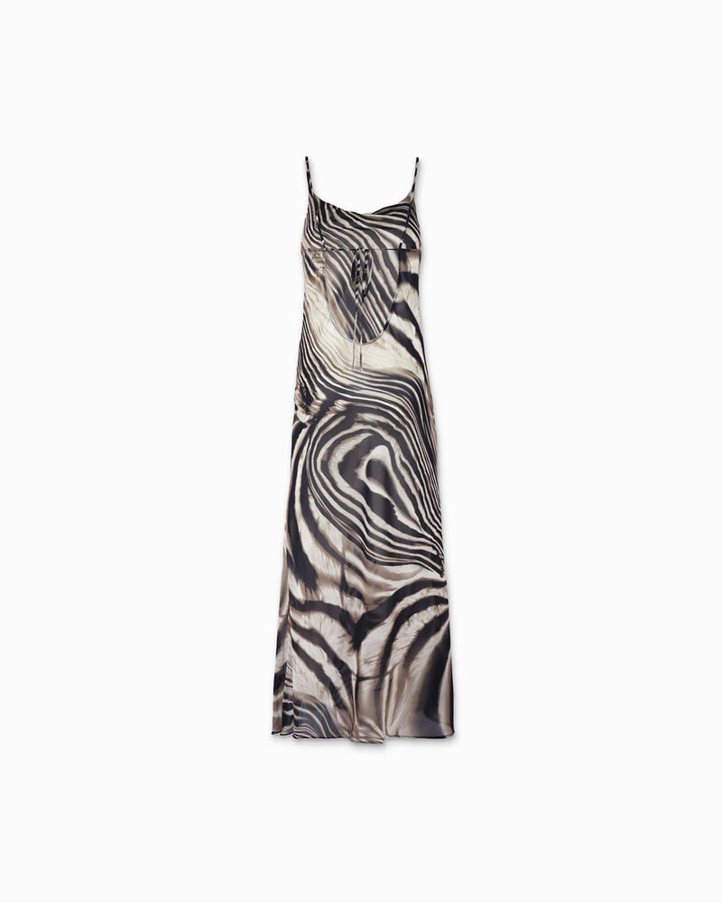 Vestito donna nero beige in tessuto image number null
