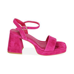 Sandali fucsia in camoscio, tacco 8 cm, Primadonna, 21T201203CMFUCS035, 001 preview