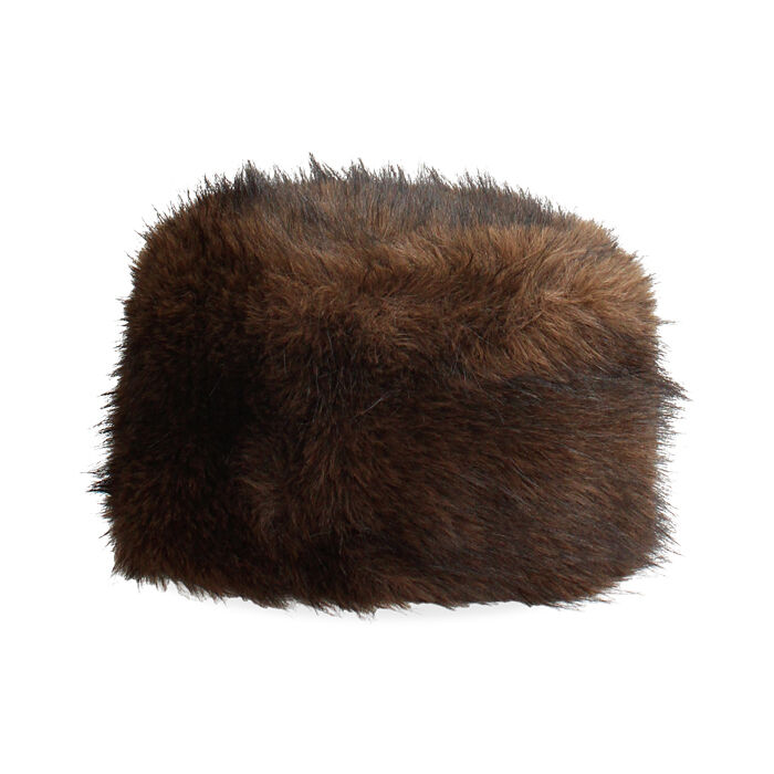 Chapeau marron-noir en fourrure synthétique pour femme, Primadonna, 26B441401FUMANEUNI
