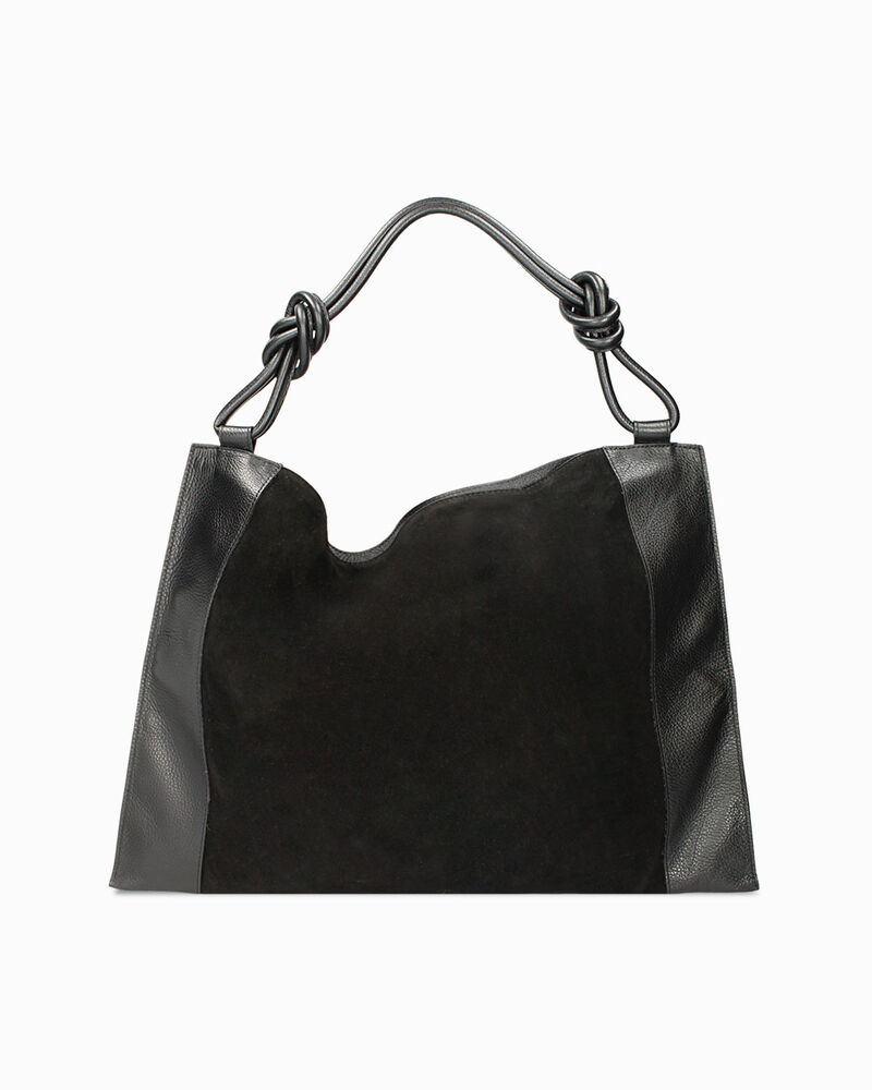 Borsa a spalla donna nera in camoscio image number null