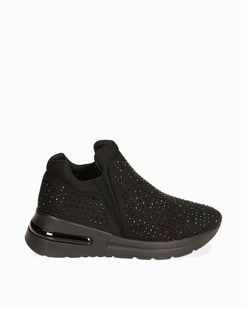 Slip on nere in tessuto, BLACK