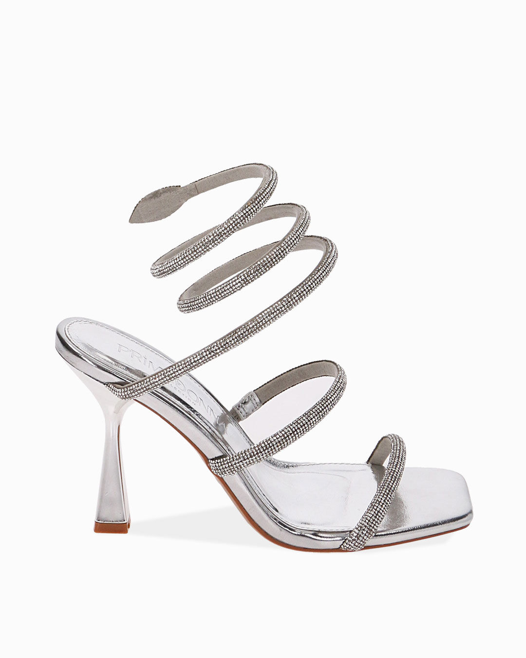 Sandali argento snake, tacco 10 cm