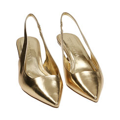 Décolleté slingback oro laminato, tacco 5 cm, Primadonna, 212190201LMOROG035, 002 preview