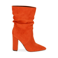 Ankle boots arancio in microfibra, tacco 10,5 cm , SALDI, 182134130MFARAN035, 001a
