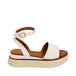 Sandali bianchi, zeppa 4,5 cm, Ultime occasioni, 214995762EPBIAN035, 001a
