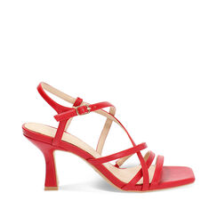Sandalia con tacón mujer rojo entrelazado, Primadonna, 252164801EPROSS035, 001a