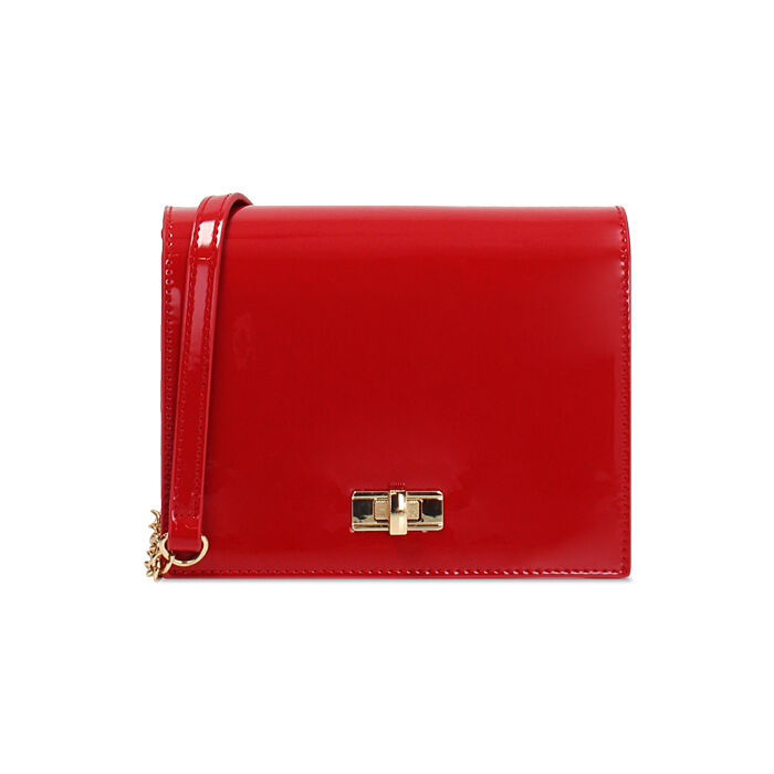 Borsa donna a tracolla rossa in vernice, Primadonna, 255126053VEROSSUNI