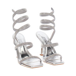 Sandali donna argento in laminato con pietre, tacco 9,5 cm, Primadonna, 254912938LPARGE035, 003 preview