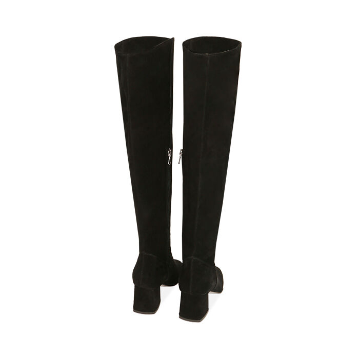 Stivali donna overknee neri in camoscio tacco 6 cm Primadonna