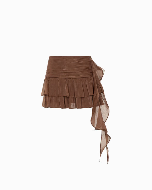 Falda marr&oacute;n oscuro con detalles elegantes, DK BROWN