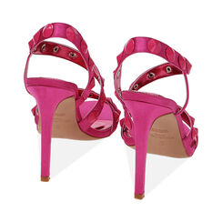 Sandali fucsia in raso con gemme, tacco 10,5 cm, Primadonna, 212105611RSFUCS036, 003 preview