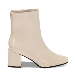 Stivaletti panna in vernice, tacco 7 cm, Primadonna, 224982206VEPANN035, 001a