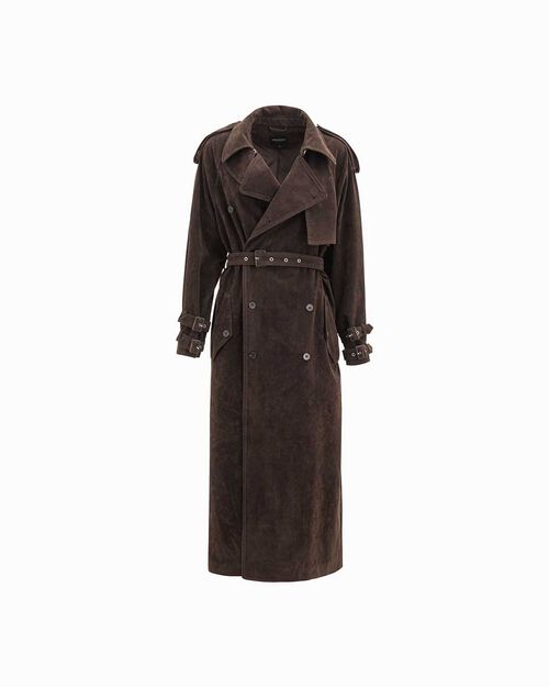Trench marr&oacute;n oscuro con volantes, DK BROWN