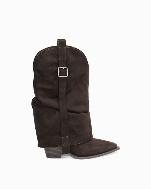 Bota cowboy marr&oacute;n oscuro tac&oacute;n 9,5 cm