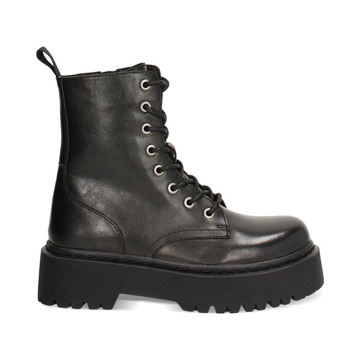 Anfibi neri lucidi con suola in gomma di 5 cm, Primadonna, 267533391EUNERO035