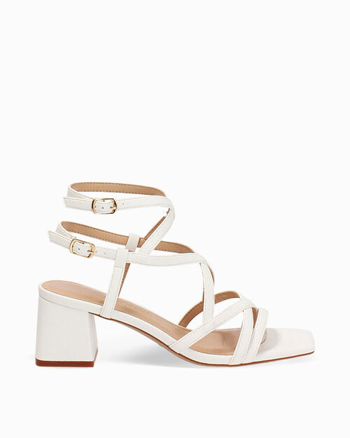 Sandali bianchi tacco 5,5 cm, WHITE