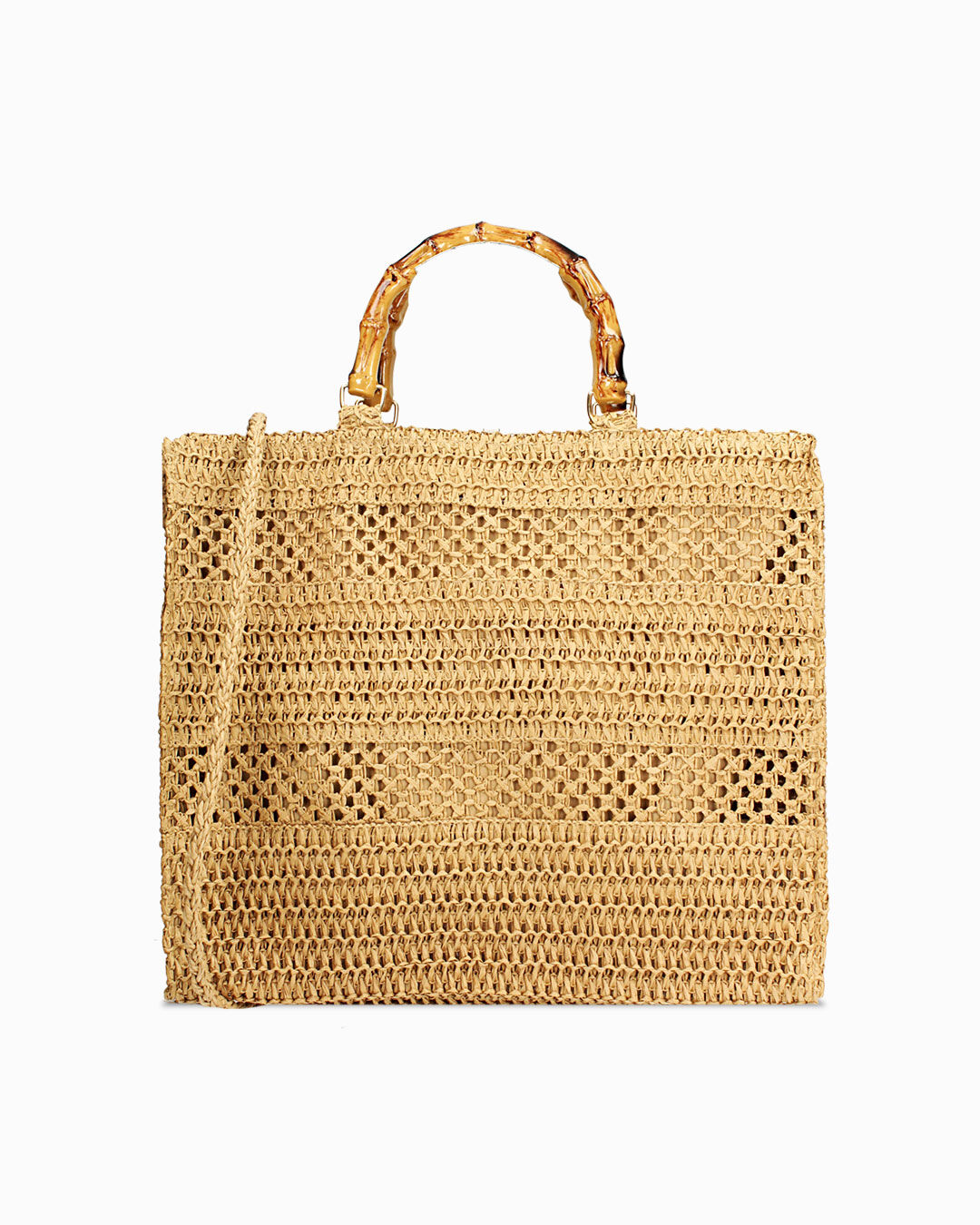 Borsa mare beige con manico rigido