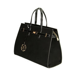 Borsa a mano nera in microfibra, Primadonna, 225731833MFNEROUNI, 002 preview
