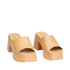 Zoccoli camel, tacco 8,2 cm, Primadonna, 232125605EPCAME037, 002a